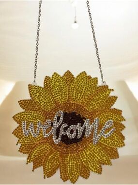 Handmade Diamond Art Sunflower Welcome Hanging Decor